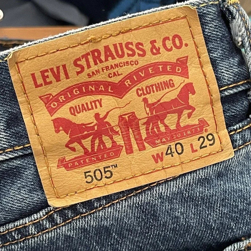 Levi's Men Jeans 40x29 Blue 505 Regular Fit Straight‎ Leg Classic Workwear
